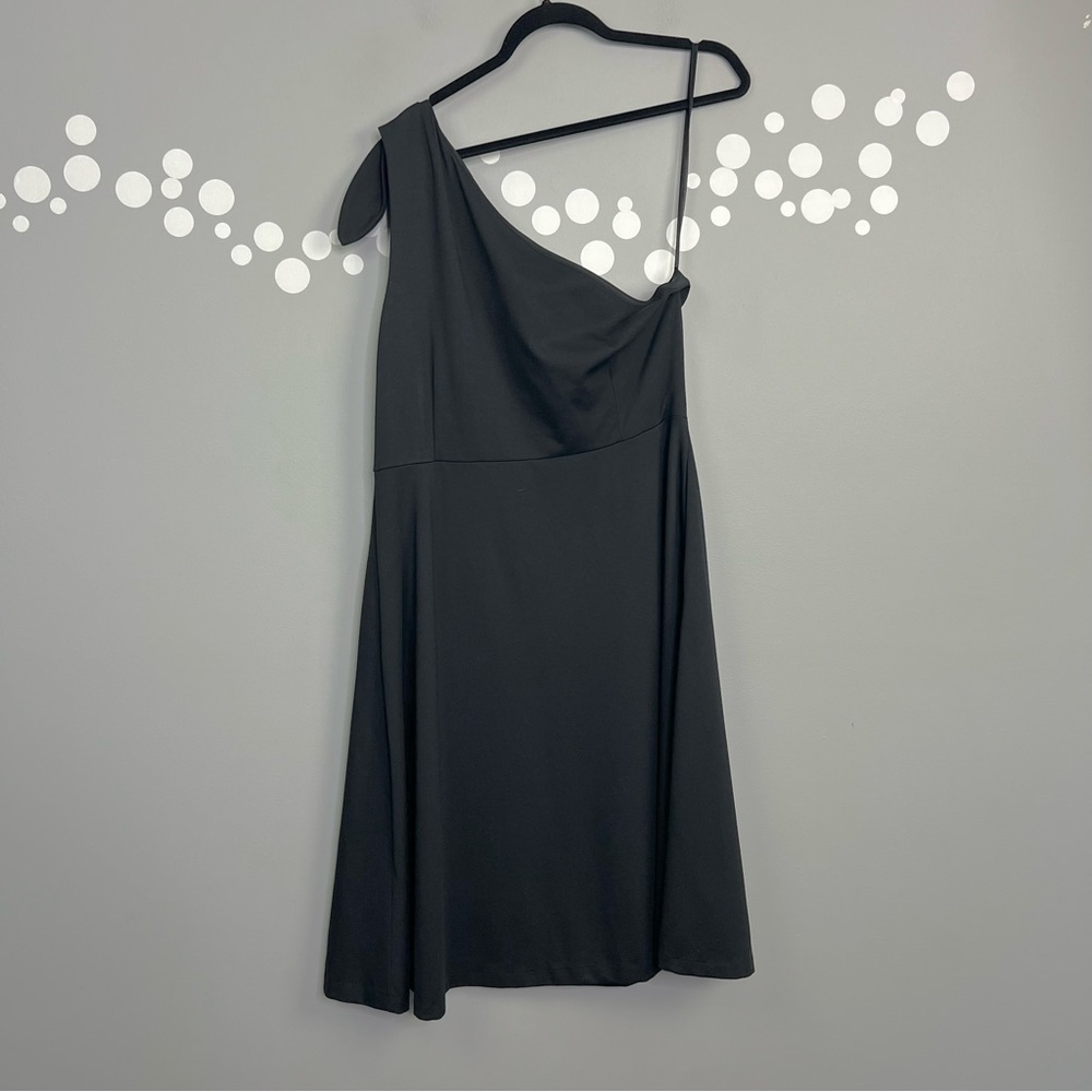 Banana Republic Black One-Shouler Dress Size 14 Pockets - Picture 4 of 11